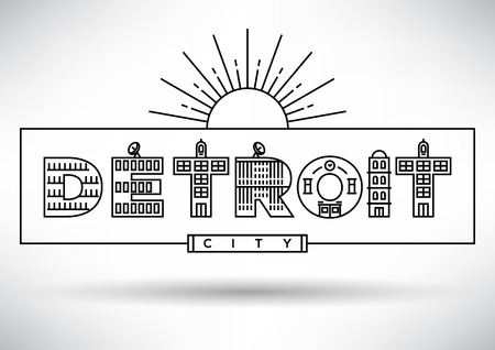 Detroit City Typography Design with Building Lettersのイラスト素材