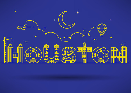 Houston City Typography Design with Building Lettersのイラスト素材