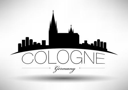 Cologne Skyline with Typographic Designのイラスト素材