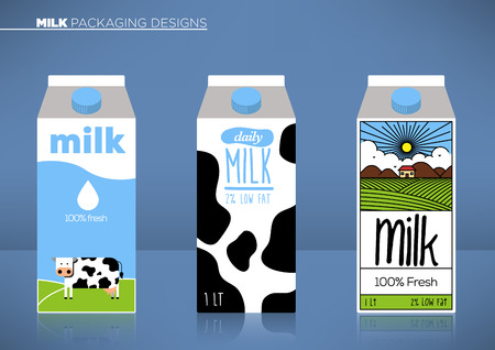 Trendy Vector Milk Packaging Templateのイラスト素材