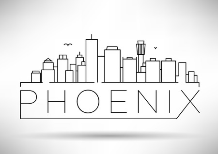 Minimal Phoenix City Linear Skyline with Typographic Designのイラスト素材