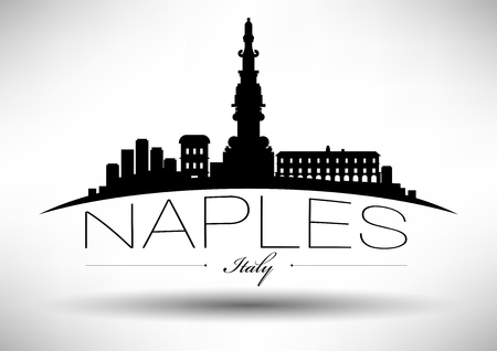 Vector Graphic Design of Naples City Skylineのイラスト素材