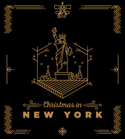 Christmas in  New York Monogram Vector Design Templateのイラスト素材