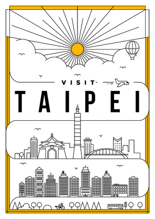Linear Travel Taipei Poster Designのイラスト素材