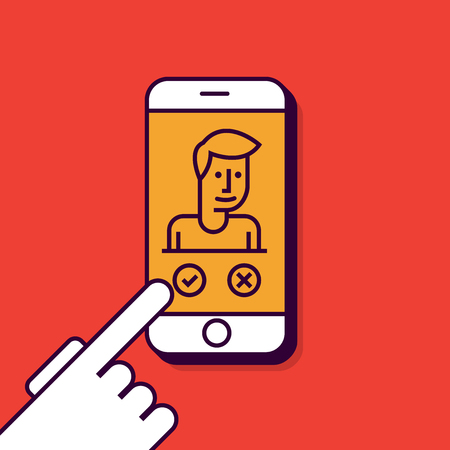 Smart Phone Illustration in Flat Linear Vector Styleのイラスト素材