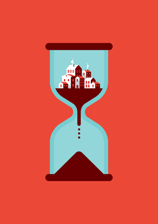 Timeless City Flat Icon Designのイラスト素材
