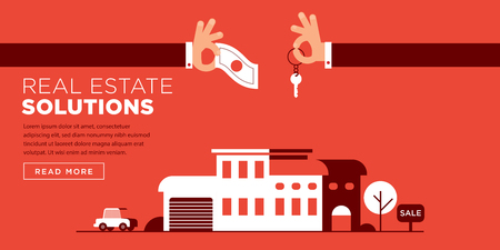 Real Estate Web Header Flat Designのイラスト素材