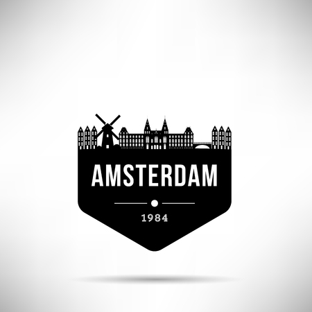 Amsterdam City Modern Skyline Vector Templateのイラスト素材