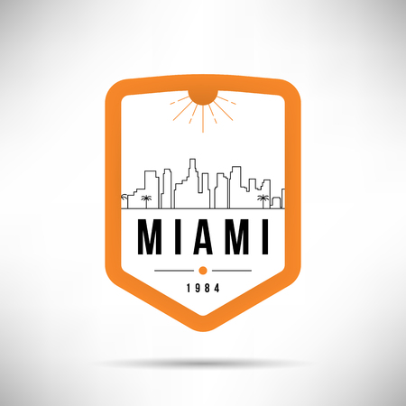 Miami City Modern Skyline Vector Templateのイラスト素材