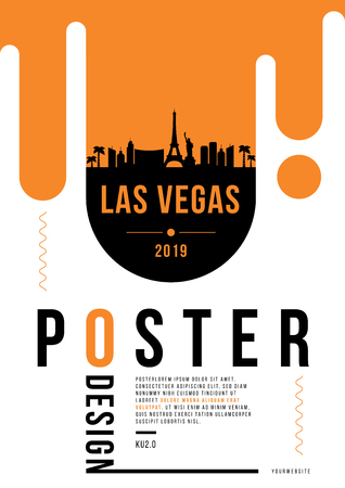 Las Vegas Modern Poster Design with Vector Skylineのイラスト素材
