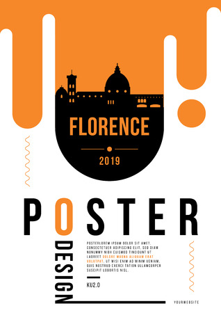 Florence Modern Poster Design with Vector Linear Skylineのイラスト素材
