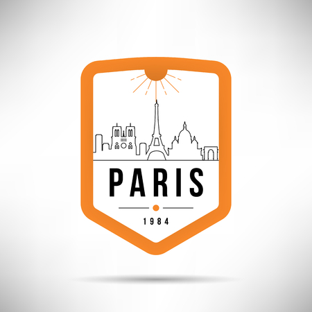 Paris City Modern Skyline Vector Templateのイラスト素材