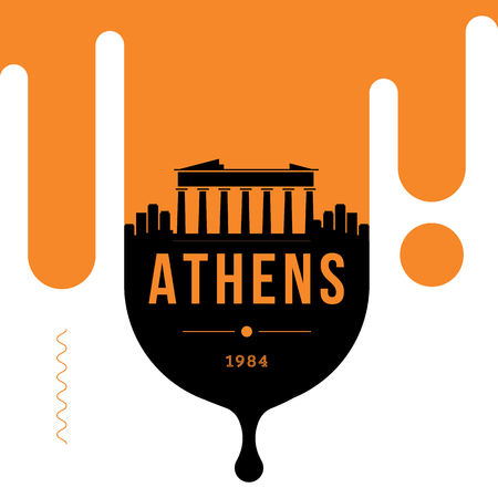 Athens Modern Web Banner Design with Vector Linear Skylineのイラスト素材
