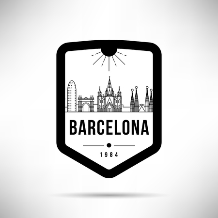 Barcelona City Modern Skyline Vector Templateのイラスト素材