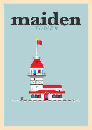 Maiden Tower, Istanbul Poster Designのイラスト素材