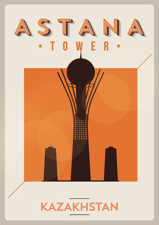 Astana Tower, Kazakhstan Poster Designのイラスト素材