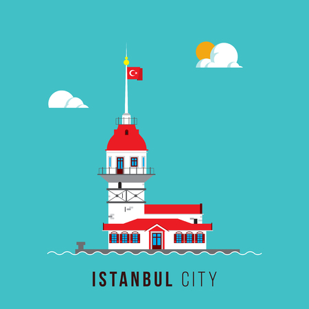 Maiden Tower, Istanbul Poster Designのイラスト素材