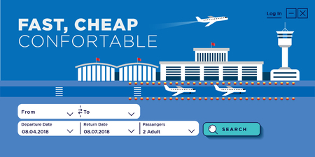 Flat Style Airport Wep Page Designのイラスト素材