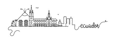 Ecuador City Skyline Doodle Signのイラスト素材