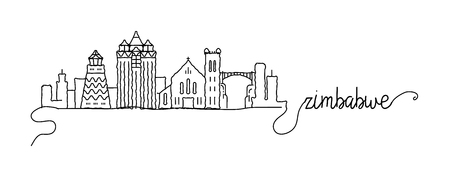 Zimbabwe City Skyline Doodle Signのイラスト素材