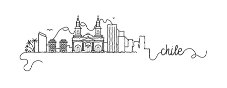 Chile City Skyline Doodle Signのイラスト素材