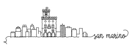 San Marino City Skyline Doodle Signのイラスト素材