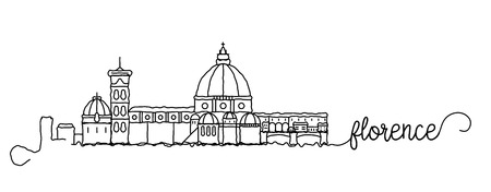 Florence City Skyline Doodle Signのイラスト素材