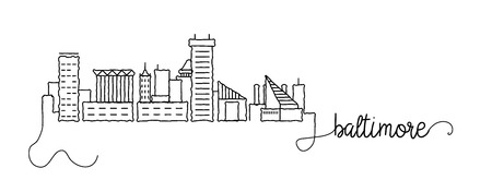 Baltimore City Skyline Doodle Signのイラスト素材