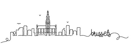 Brussels City Skyline Doodle Signのイラスト素材