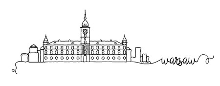 Warsaw City Skyline Doodle Signのイラスト素材