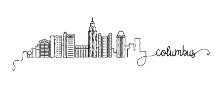 Columbus City Skyline Doodle Signのイラスト素材