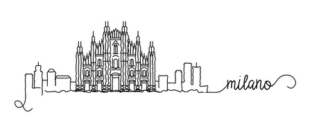 Milano City Skyline Doodle Signのイラスト素材