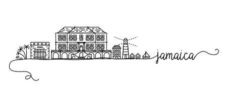 Jamaica City Skyline Doodle Signのイラスト素材