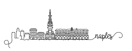 Naples City Skyline Doodle Signのイラスト素材