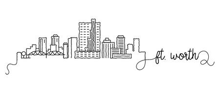 Ft. Worth City Skyline Doodle Signのイラスト素材