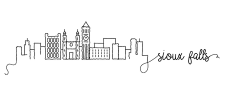 Sioux Falls City Skyline Doodle Signのイラスト素材