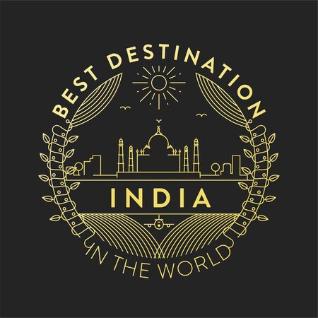 Vector India City Badge, Linear Styleのイラスト素材