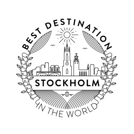 Vector Stockholm City Badge, Linear Styleのイラスト素材