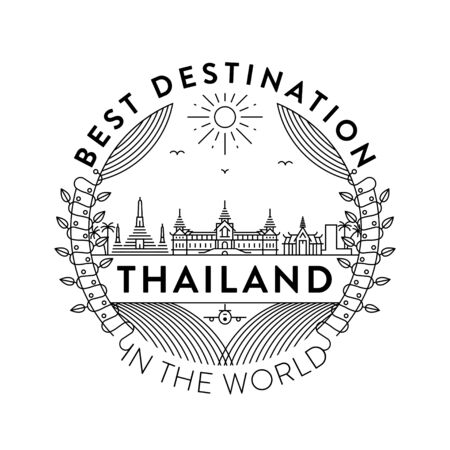 Vector Thailand City Badge, Linear Styleのイラスト素材