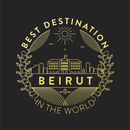 Vector Beirut City Badge, Linear Styleのイラスト素材