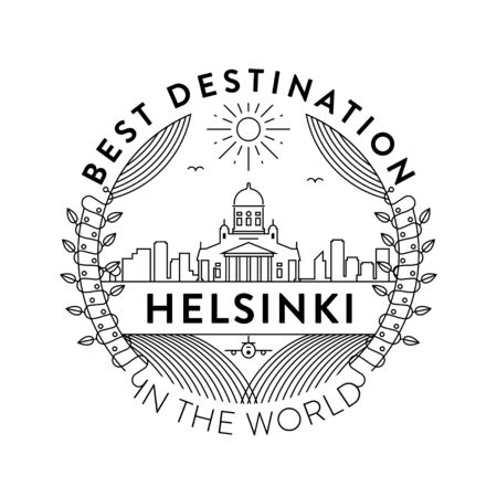 Vector Helsinki City Badge, Linear Styleのイラスト素材