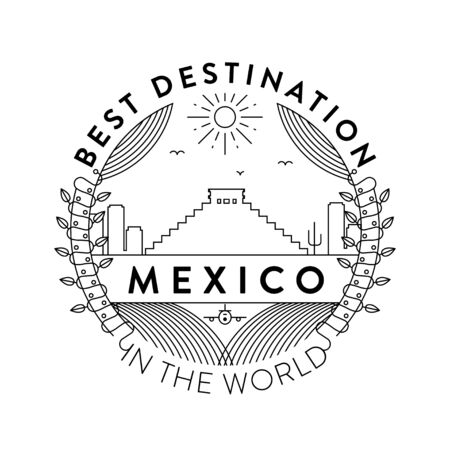 Vector Mexico City Badge, Linear Styleのイラスト素材