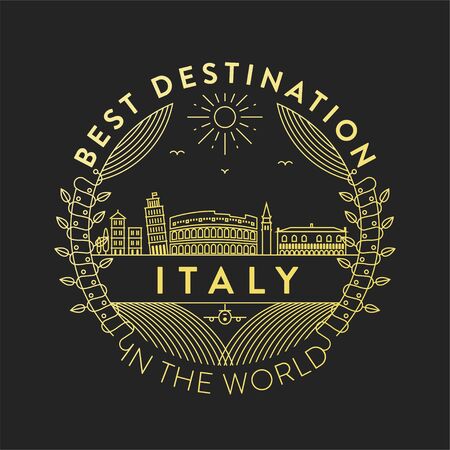 Vector Italy City Badge, Linear Styleのイラスト素材