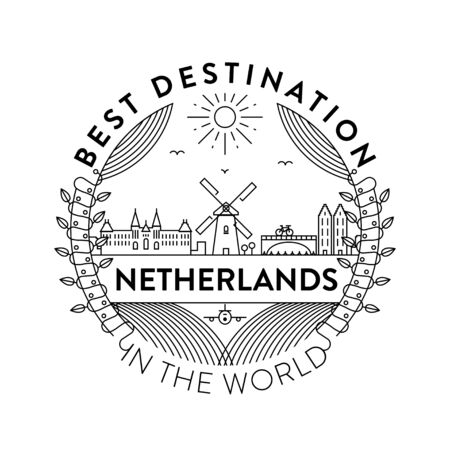 Vector Netherlands City Badge, Linear Styleのイラスト素材