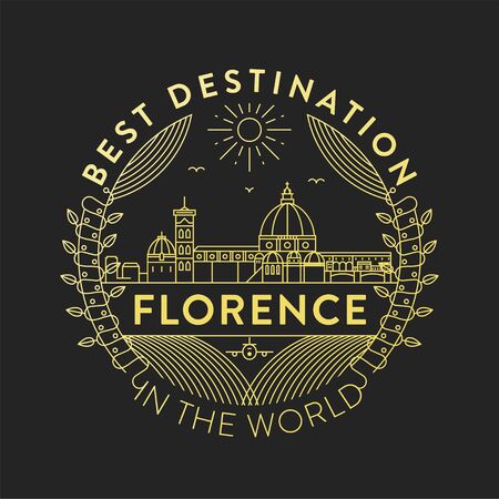 Vector Florence City Badge, Linear Styleのイラスト素材