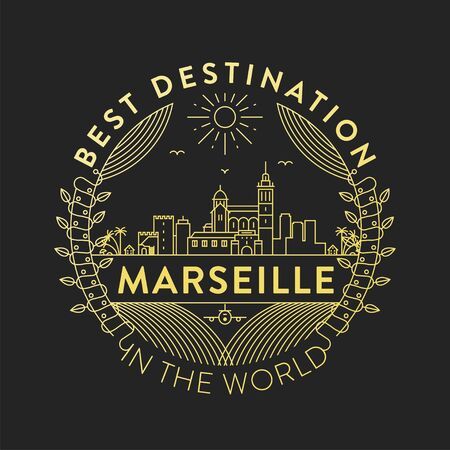 Vector Marseille City Badge, Linear Styleのイラスト素材