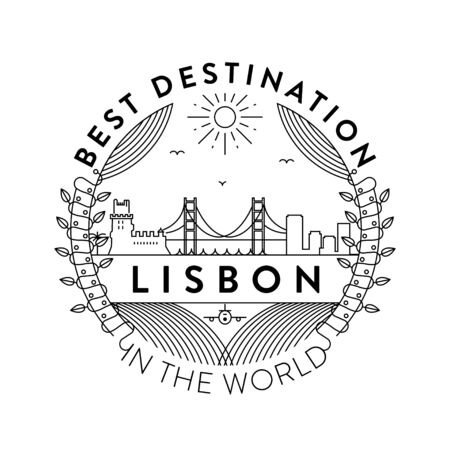 Vector Lisbon City Badge, Linear Styleのイラスト素材