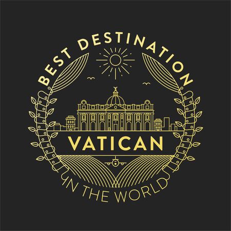 Vector Vatican City Badge, Linear Styleのイラスト素材