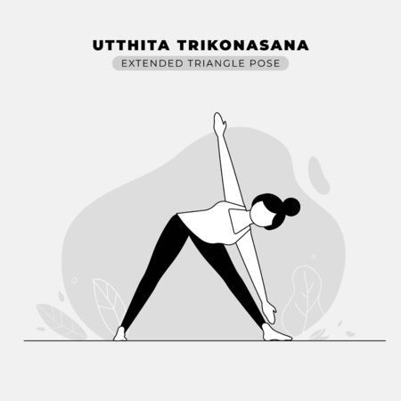 Extended Triangle Yoga Pose Vector Illustrationのイラスト素材