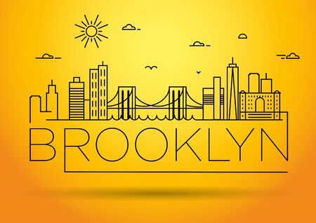 Minimal Brooklyn City Linear Skyline with Typographic Designのイラスト素材